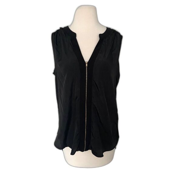 Perseption Concept Zippered Sleeveless Black Blouse Stretchy Polyester Blend XL - Picture 1 of 9